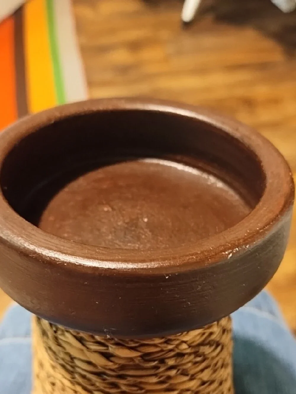 Target Brown and Natural Twine Wrapped Candle Holder VGC. Heavy.